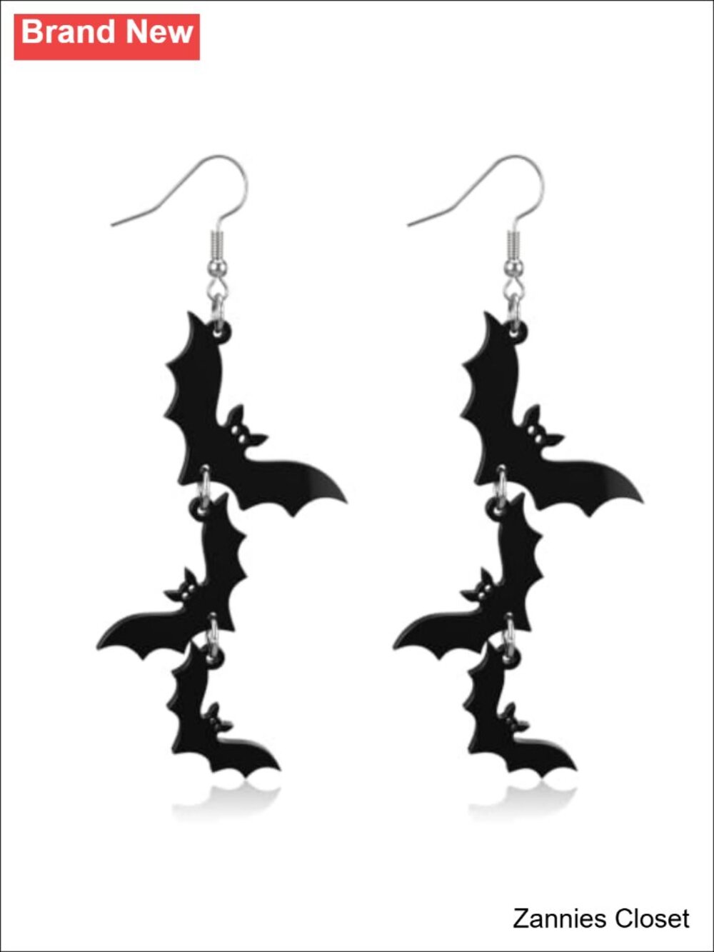 👻 Halloween Acrylic Bat Dangle Earrings 3-Layer Drop Costume Jewelry